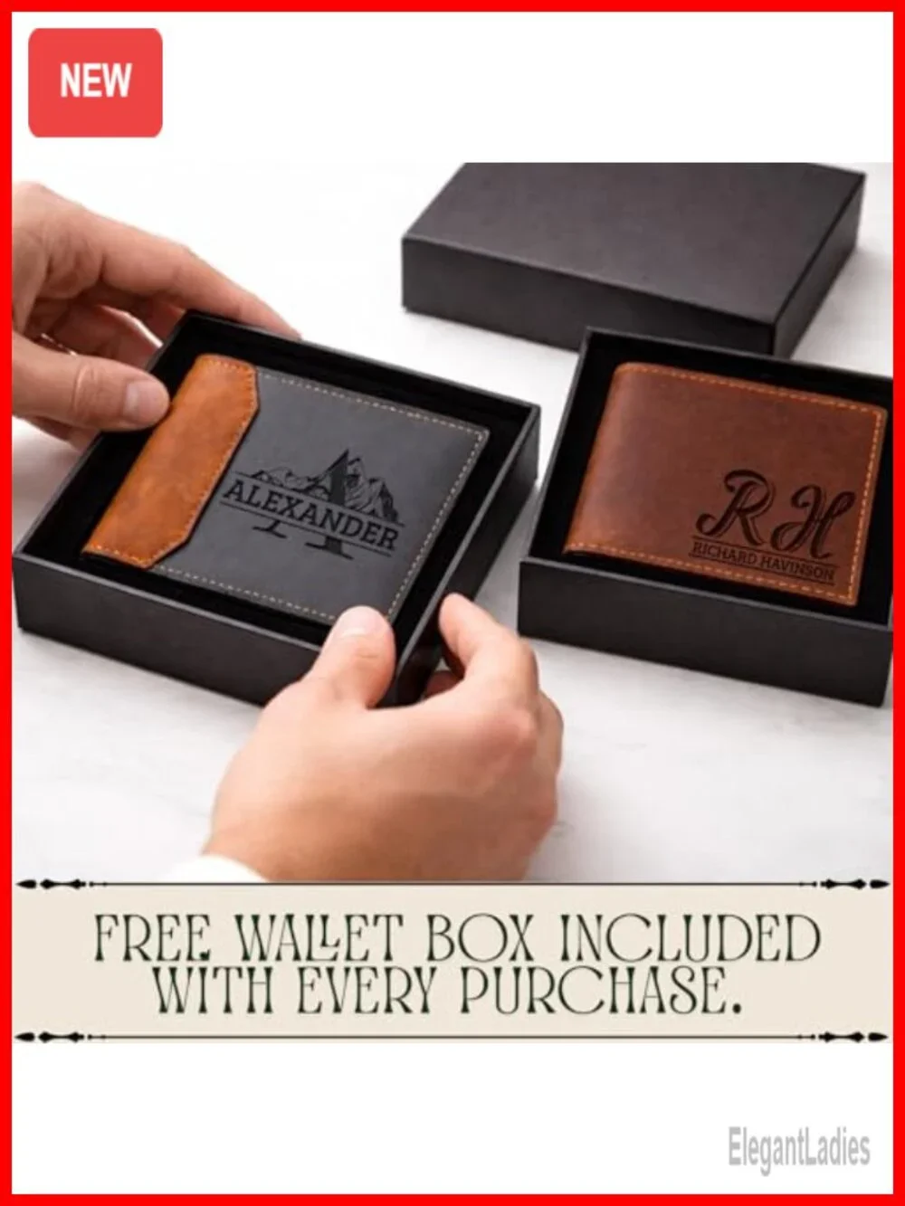 Custom RFID Blocking Bifold Wallet for Men, Crazy Horse Leather, Personalized